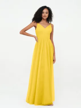 Bretelles Spaghetti Robes Maxi Plissé en Tulle Souci Grande Taille