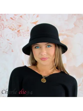 Chapeau cloche en laine BECKY noir