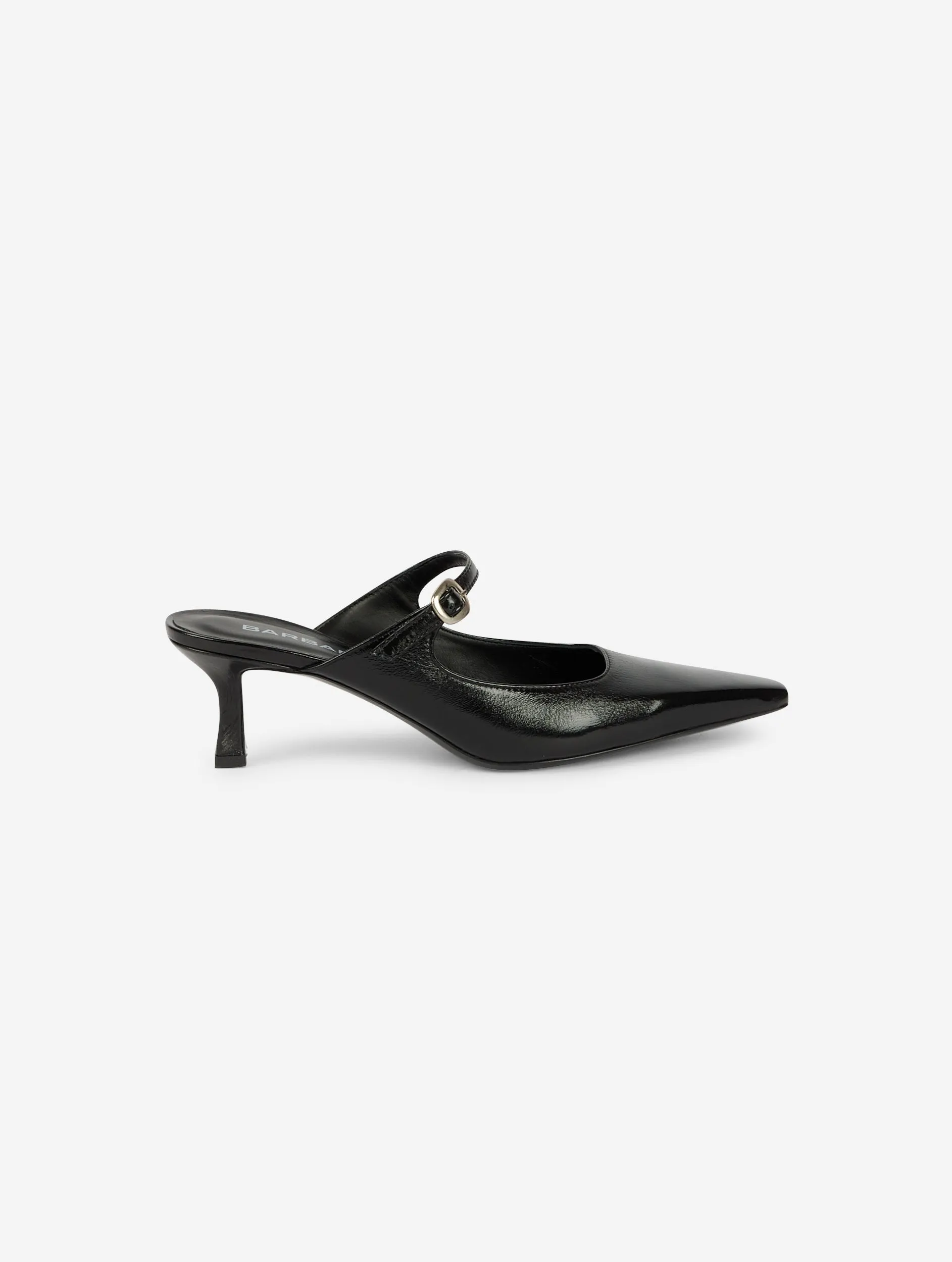 Mules en vernis noir à talon