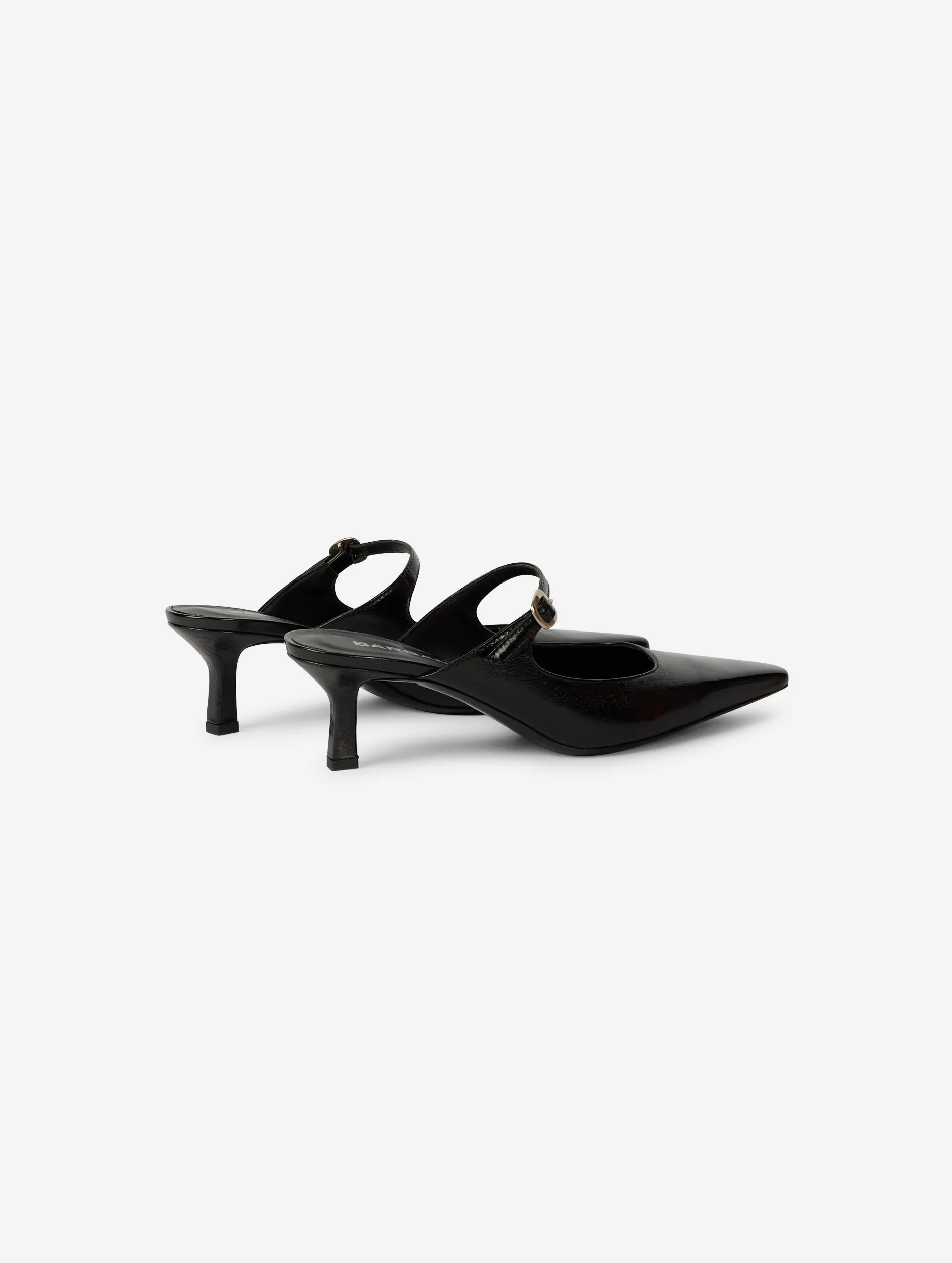 Mules en vernis noir à talon