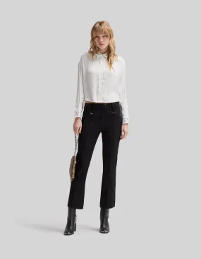 Pantalon flare noir à poches zippées Femme